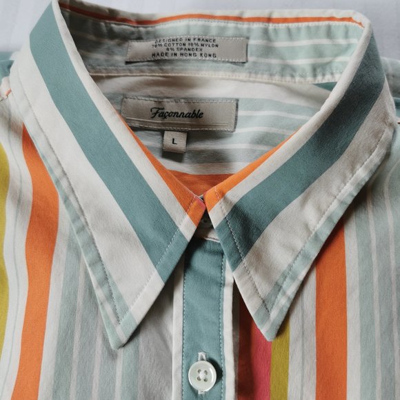 Faconnable Ladies Striped Button down Blouse - Picture 6 of 11